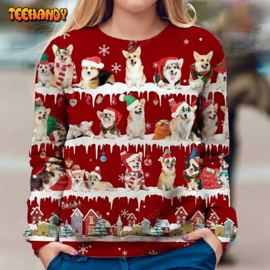 Welsh Corgi Ugly Christmas Sweater, All Over Print Sweatshirt, Ugly Sweater