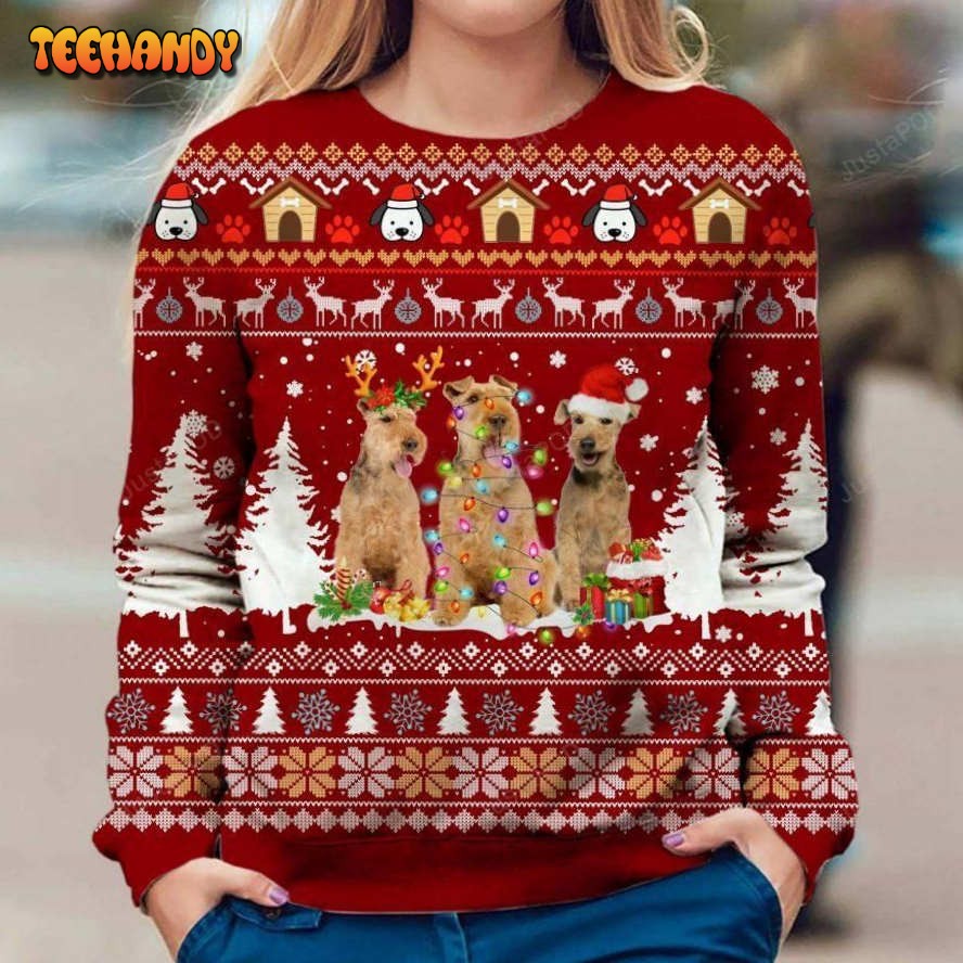 Welsh Terrier Dog Ugly Christmas Sweater, All Over Print Sweatshirt