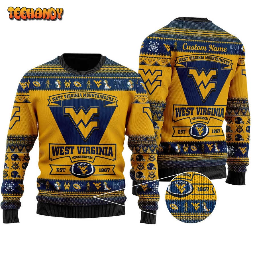 West Virginia Mountaineers Football Team Logo Personalized Ugly Sweater