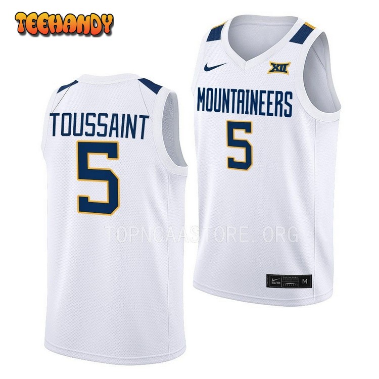 West Virginia Mountaineers Joe Toussaint 2023 White Home College Basketball Jersey