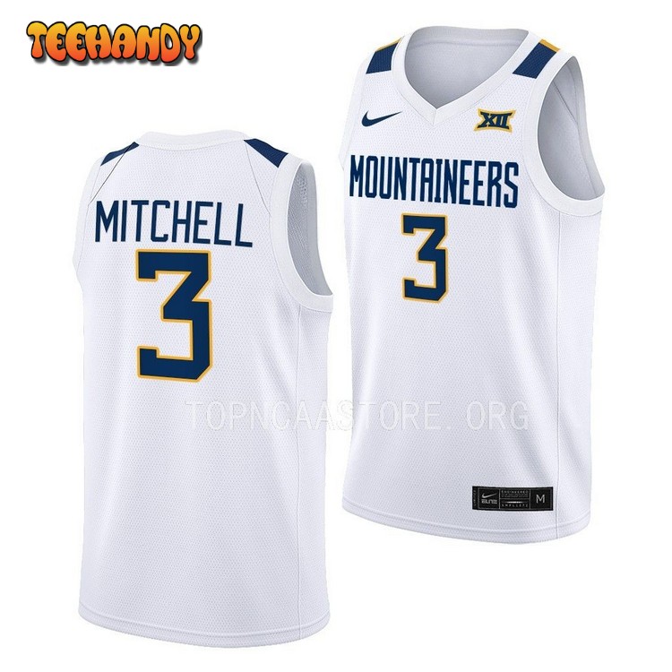 West Virginia Mountaineers Tre Mitchell 2023 White Home College Basketball Jersey