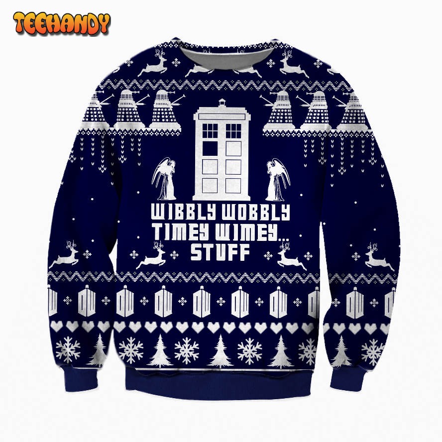 Wibbly Wobbly Tomeywimy Stuff Ugly Christmas Sweater, All Over Print Sweatshirt