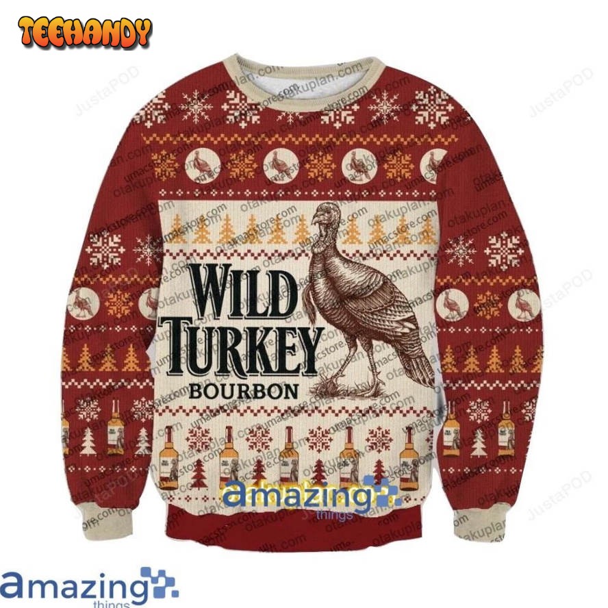 Wild Turkey Bourbon Ugly Christmas Sweater, All Over Print Sweatshirt