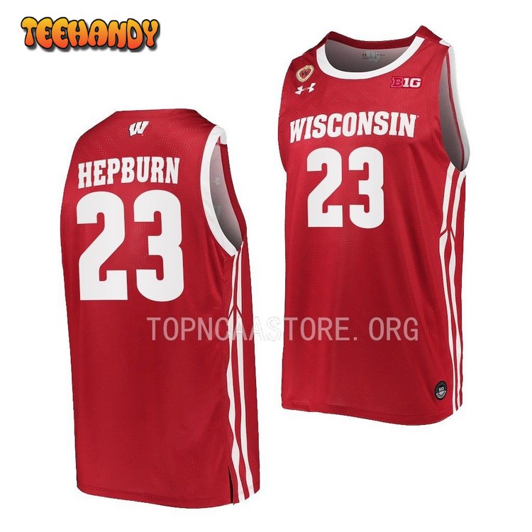 Wisconsin Badgers Chucky Hepburn 2023 Red Away College Basketball Jersey