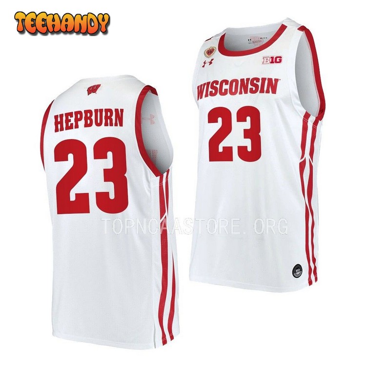 Wisconsin Badgers Chucky Hepburn 2023 White Home College Basketball Jersey