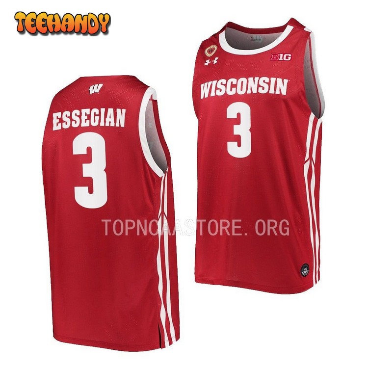 Wisconsin Badgers Connor Essegian 2023 Red Away College Basketball Jersey