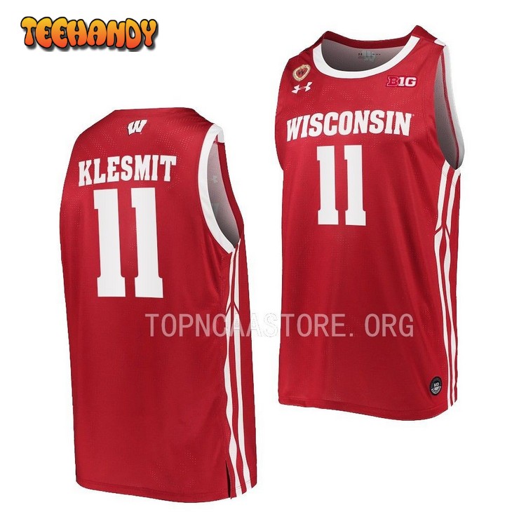 Wisconsin Badgers Max Klesmit 2023 Red Away College Basketball Jersey