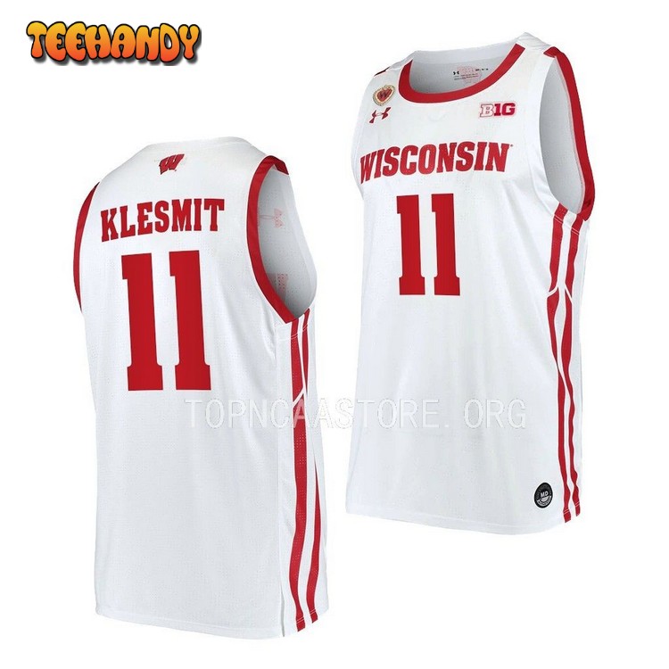 Wisconsin Badgers Max Klesmit 2023 White Home College Basketball Jersey