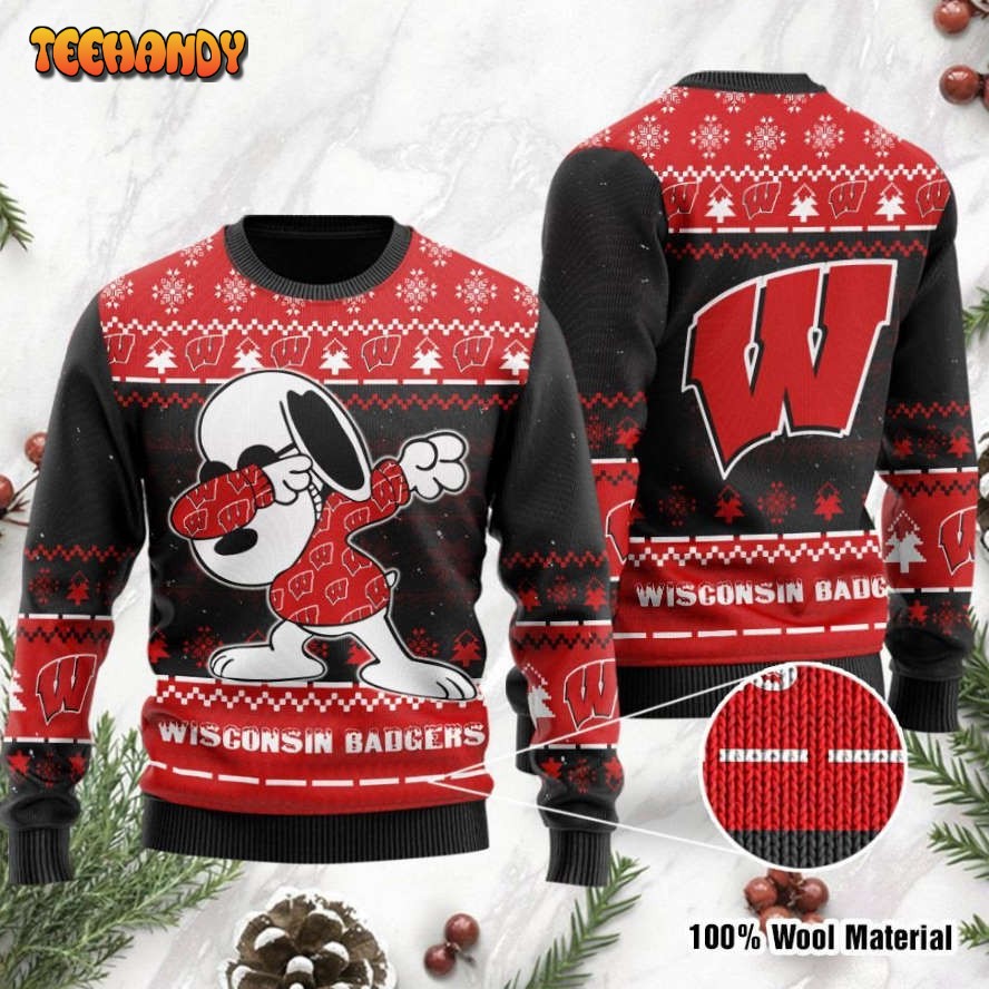 Wisconsin Badgers Snoopy Dabbing Holiday Party Ugly Christmas Sweater