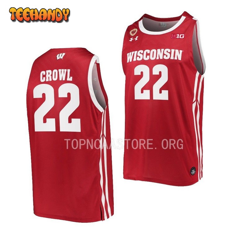 Wisconsin Badgers Steven Crowl 2023 Red Away College Basketball Jersey