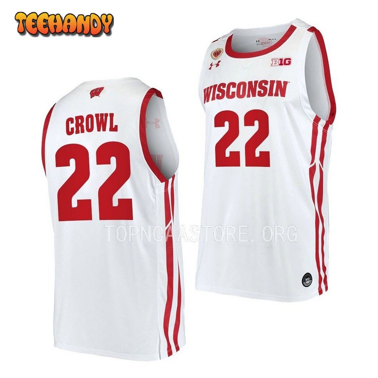 Wisconsin Badgers Steven Crowl 2023 White Home College Basketball Jersey