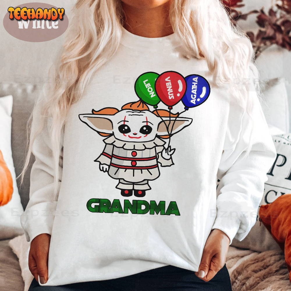 Yoda Clown Grandma Halloween Shirt, Cute Grandma Halloween Monster Shirt