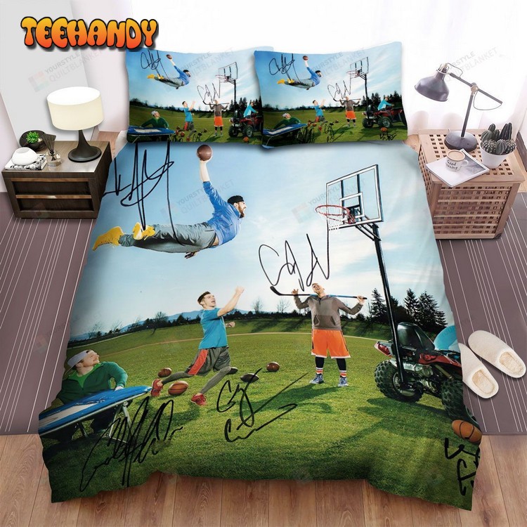 Youtuber Dude Perfect Dunking Basketball With Signatures Spread Bedding Sets