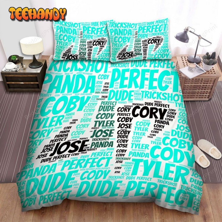 Youtuber Dude Perfect Typographic Logo Spread Duvet Cover Bedding Sets