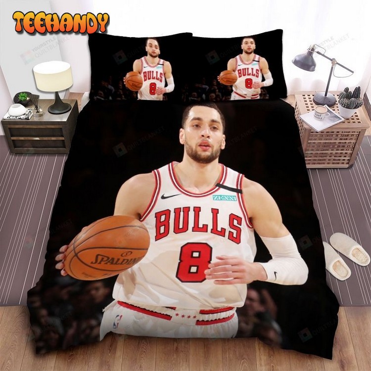 Zach Lavine In Chicago Bulls White Uniform Comforter Bedding Sets