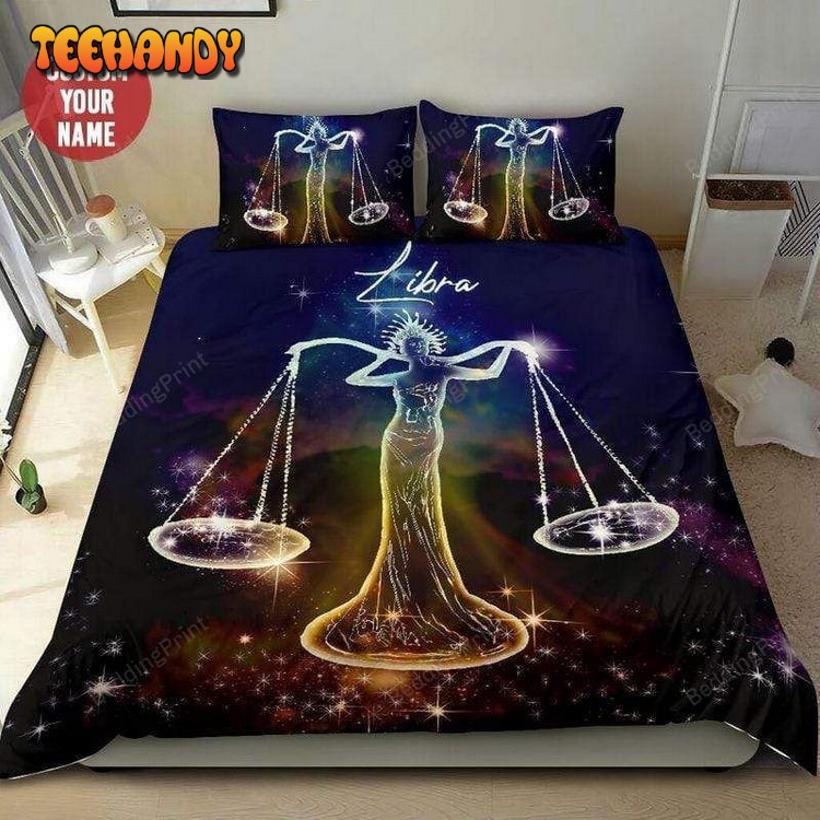 Zodiac Libra Sign Personalized Custom Name Duvet Cover Bedding Set