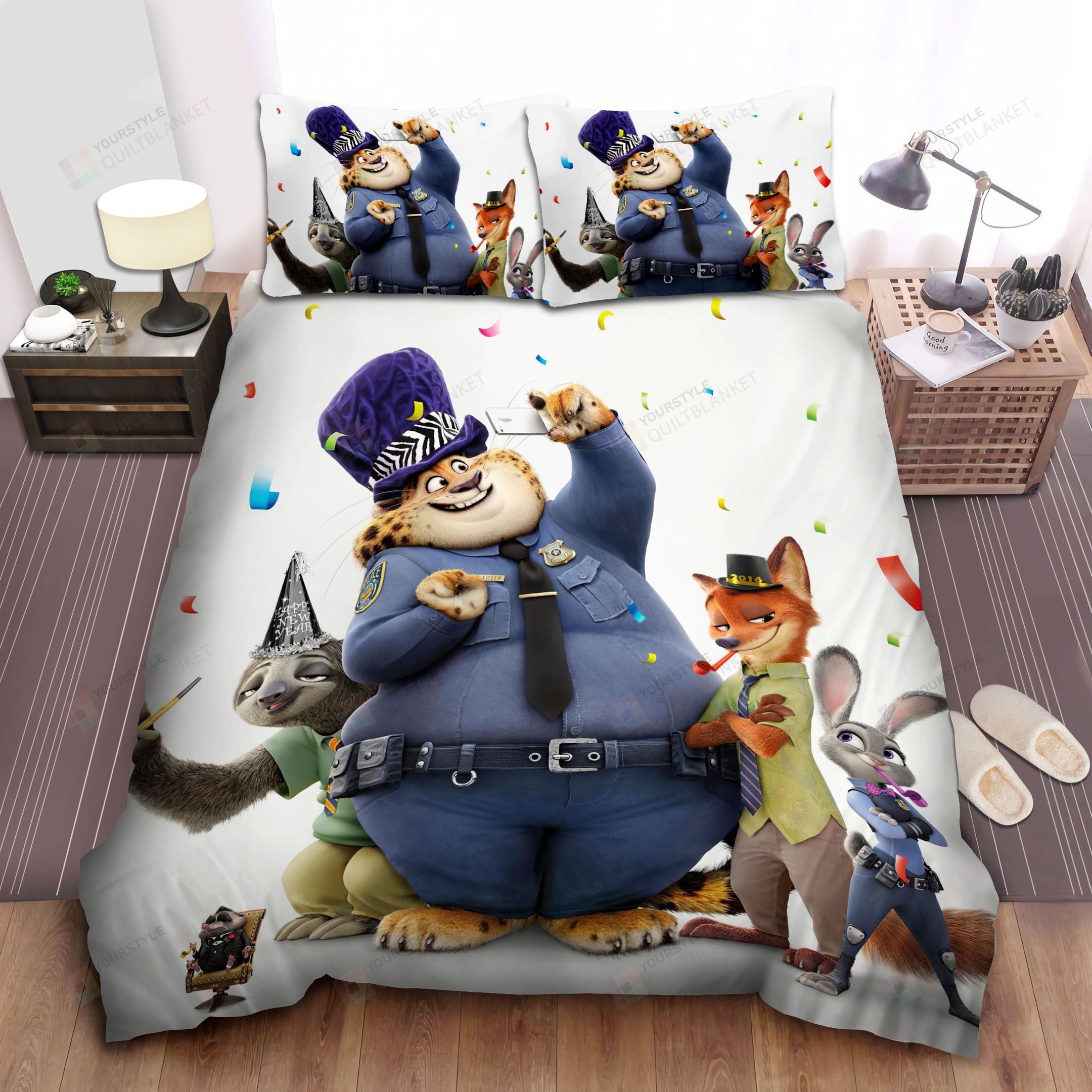 Zootopia Characters On New Year’s Eve Spread Comforter Bedding Sets
