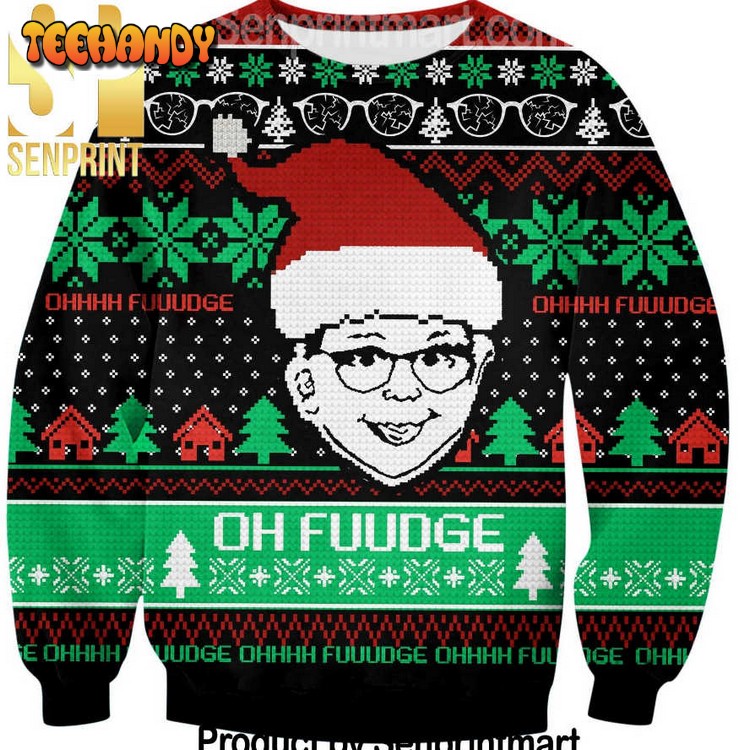 A Christmas Story Oh Fudge Print Gift Ideas Pattern Ugly Wool Sweater