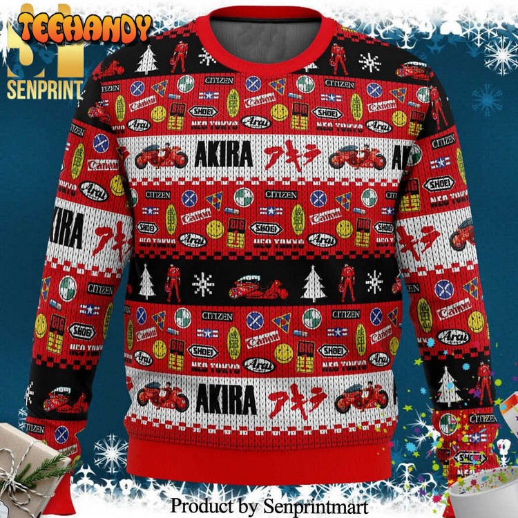 Akira Bike Decals Knitted Ugly Christmas Sweater