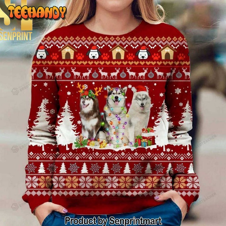 Alaskan Dog For Christmas Gifts Ugly Christmas Wool Sweater