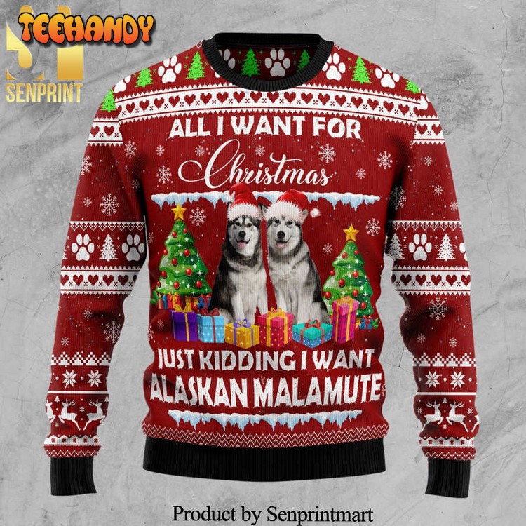 Alaskan Malamute Is All I Want For Christmas Knitted Ugly Sweater