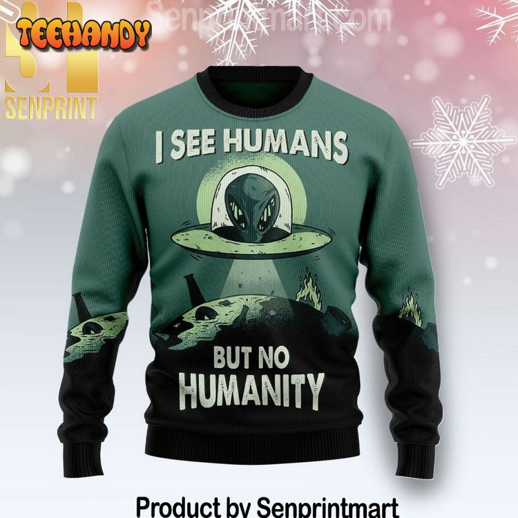 Alien No Humanity Xmas Gifts Wool Knitted Sweater