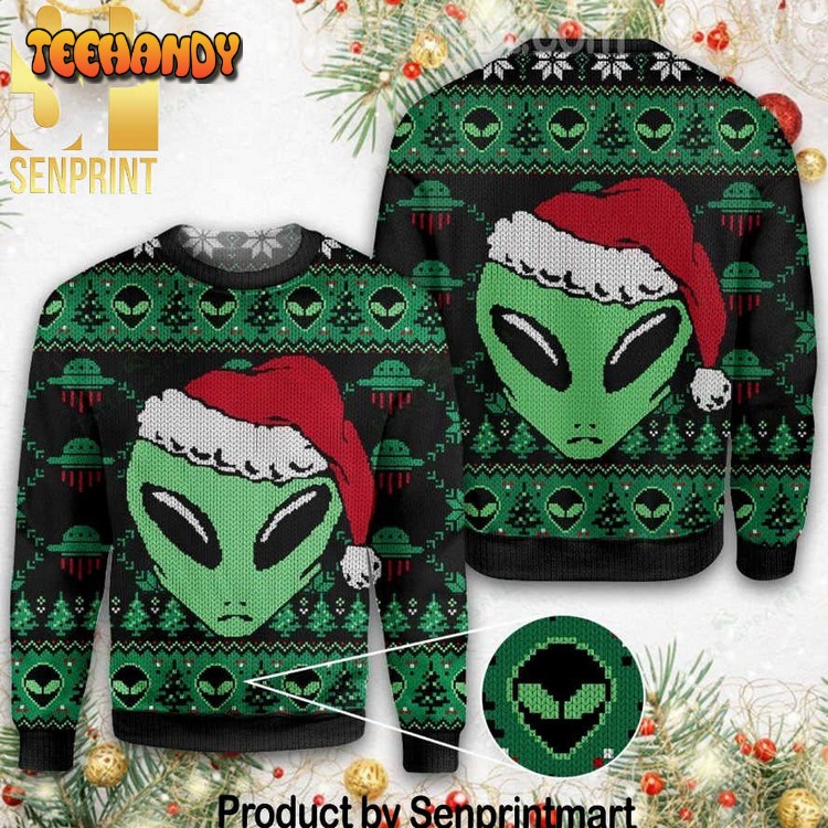 Aliens Chirtmas Time Wool Knitted Ugly Sweater