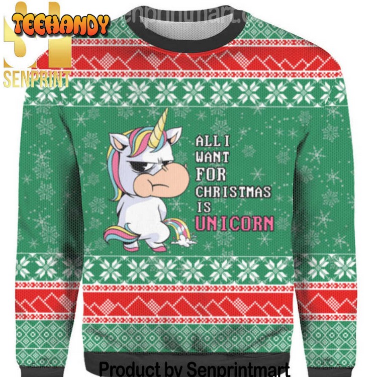 All I Want For Christmas Is A Unicorn Wool Blend Ugly Sweater