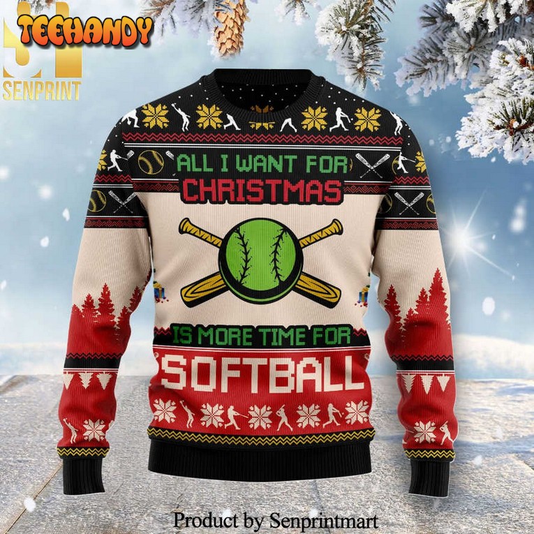 All I Want For Christmas Is More Time For Softball Knitted Sweater