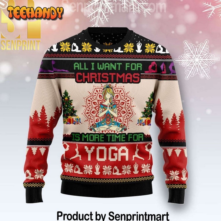 All I Want For Christmas Is More Time For Yoga 3D Knit Sweater