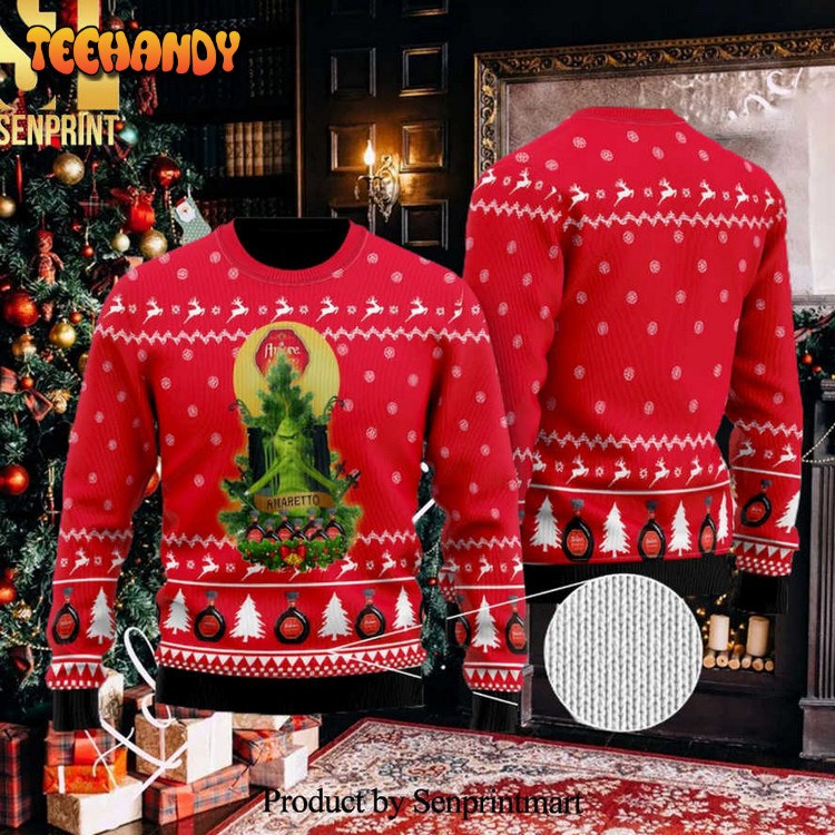 Amaretto Grinch Snow Ugly Christmas Wool Knitted Sweater