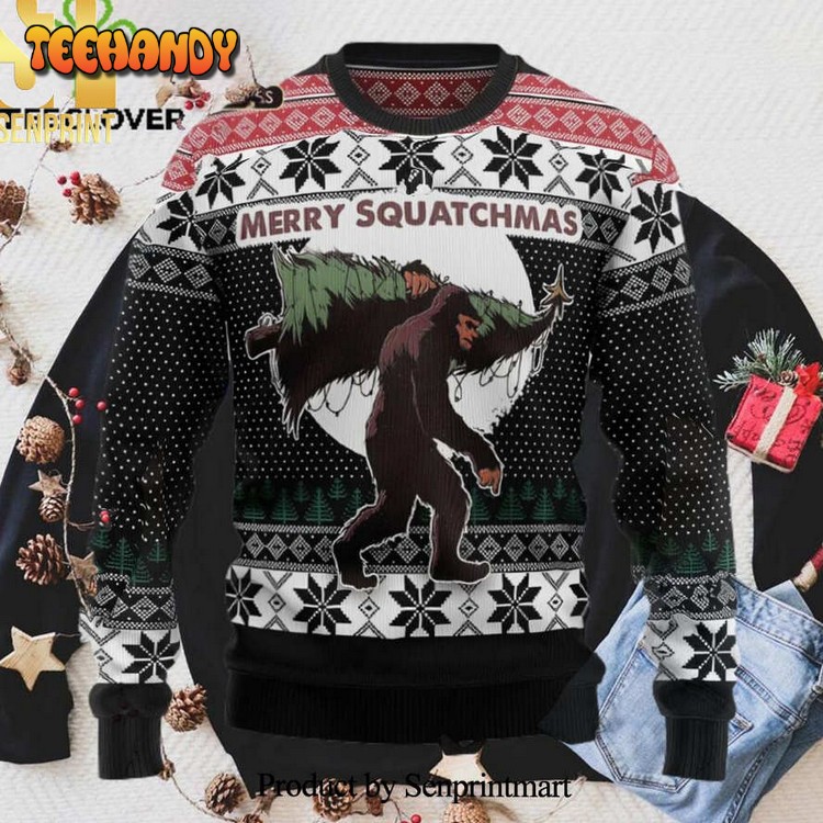 Amazing Bigfoot Xmas Ugly Christmas Wool Knitted Sweater