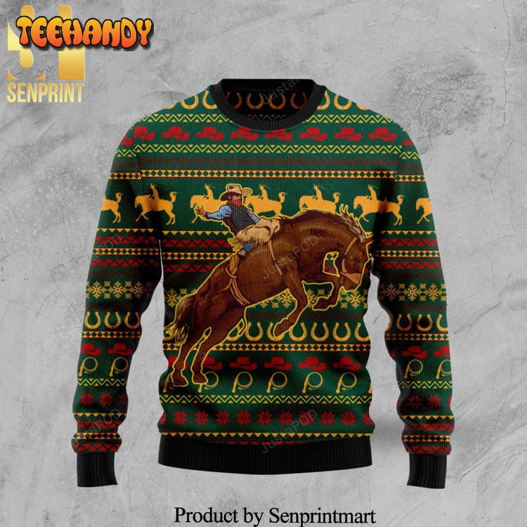 Amazing Cowboy Knitted Ugly Christmas Sweater