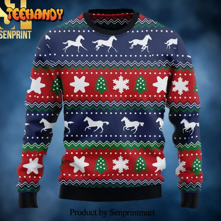 Amazing Horses Ugly Christmas Wool Knitted Sweater