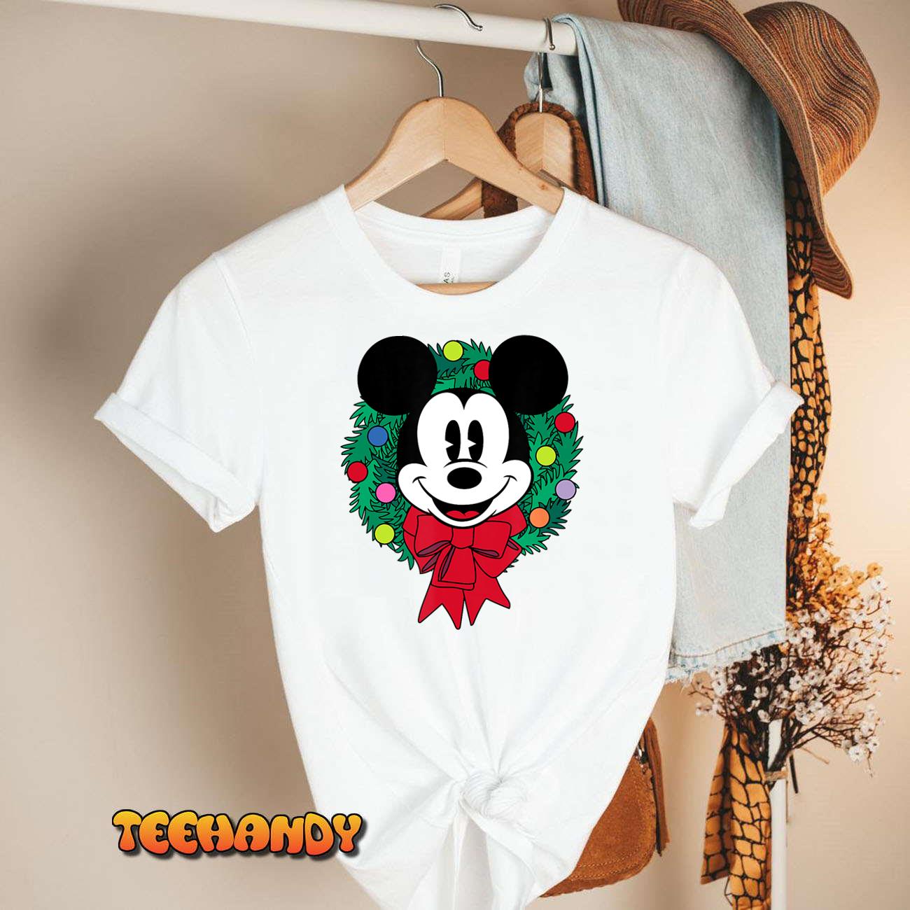 Amazon Essentials Mickey Mouse Festive Holiday Christmas Wreath T-Shirt