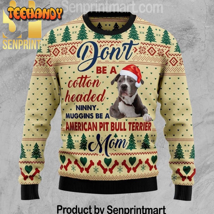 American Pit Bull Terrier Mom 3D Holiday Knit Sweater
