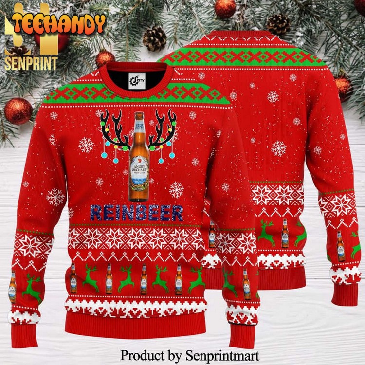Angry Orchard Reinbeer Knitted Ugly Christmas Sweater