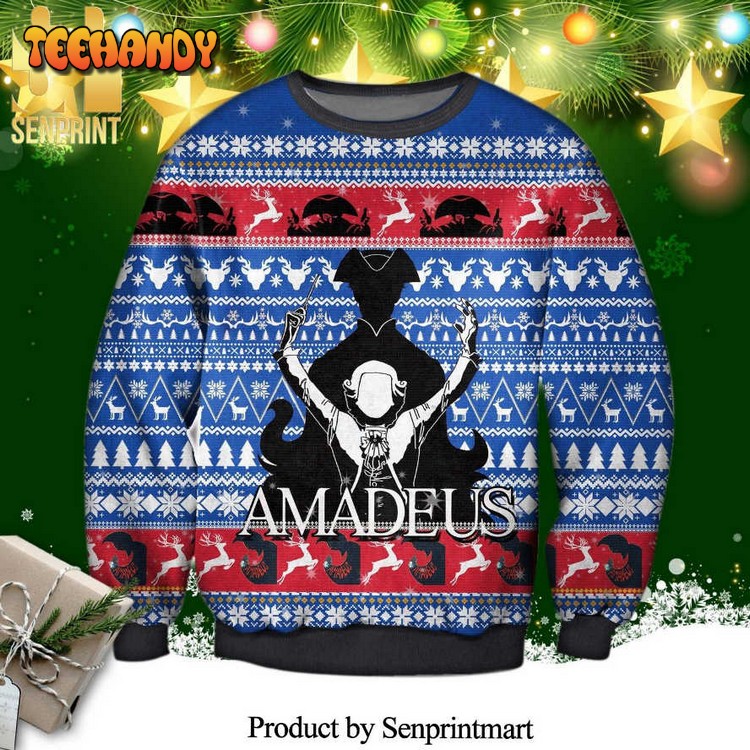 Antonio Salieri Amadeus Poster Knitted Ugly Christmas Sweater