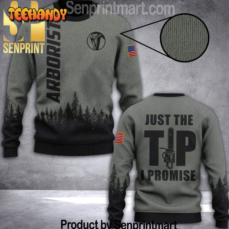 Arborist Just The Tip I Promise All Over Printed Knitted Wool Sweater