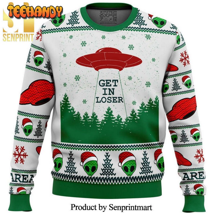 Area 51 Alien Get In Loser Knitted Ugly Christmas Sweater