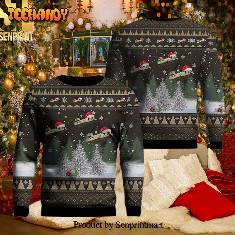 Army CH 47 Chinook Helicopter Ugly Christmas Sweater