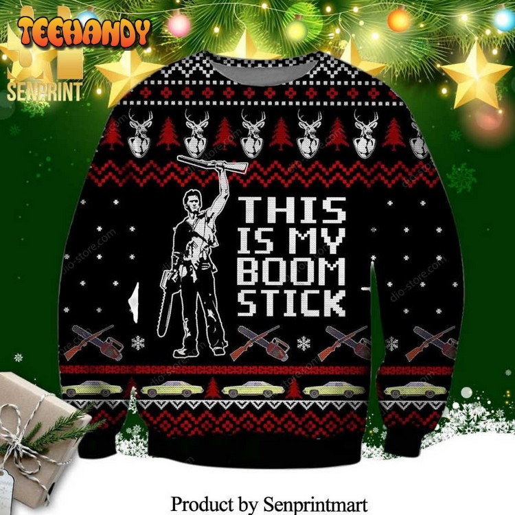 Ash Williams This Is My Boomstick Poster Knitted Ugly Christmas Sweater