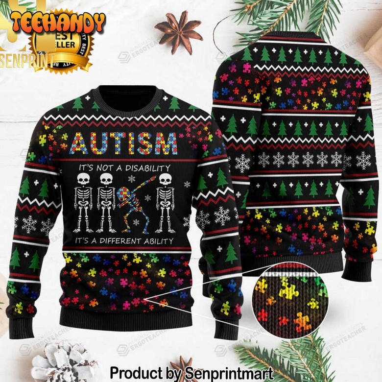 Autism Is Not Disability Knitting Pattern 3D Print Ugly Sweater