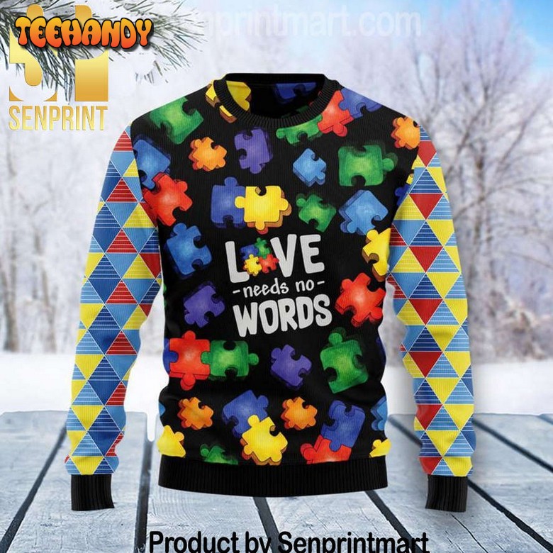 Autism Love Full Print Ugly Christmas Sweater