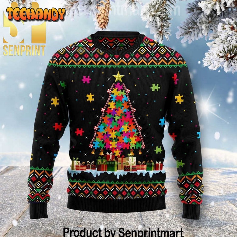 Autism Pine Vacation Time Christmas Wool Sweater