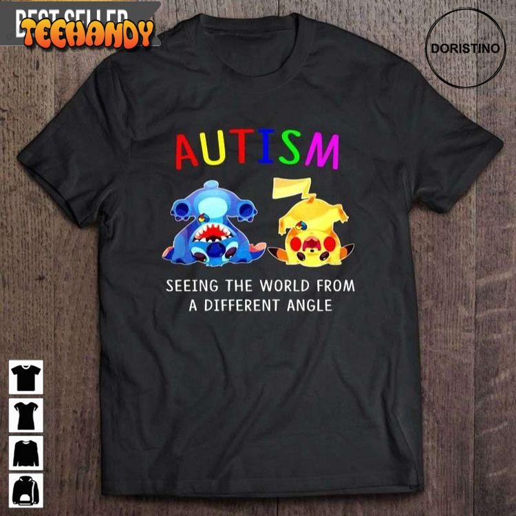 Autism Seeing The World From A Different Angle Stitch And Pikachu Shirt