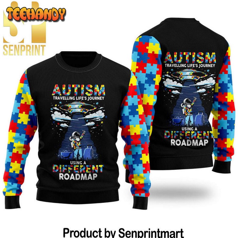 Autism Using A Different Roadmap Xmas Gifts Full Printed Sweater