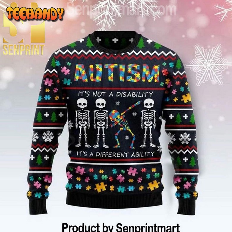 Autism Xmas Gifts Full Printed Wool Ugly Christmas Sweater