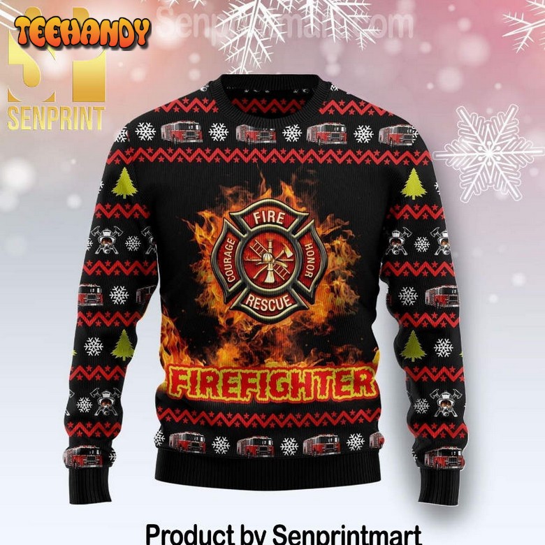 Awesome Firefighter Holiday Gifts Wool Knitting Sweater