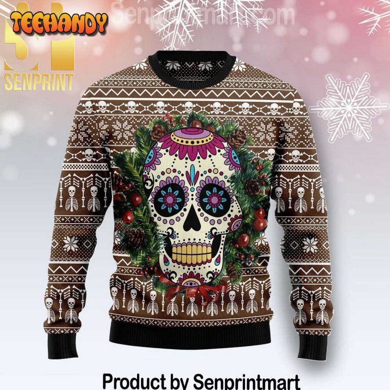 Awesome Sugar Skull Holiday Gifts Full Print Knitting Wool Sweater